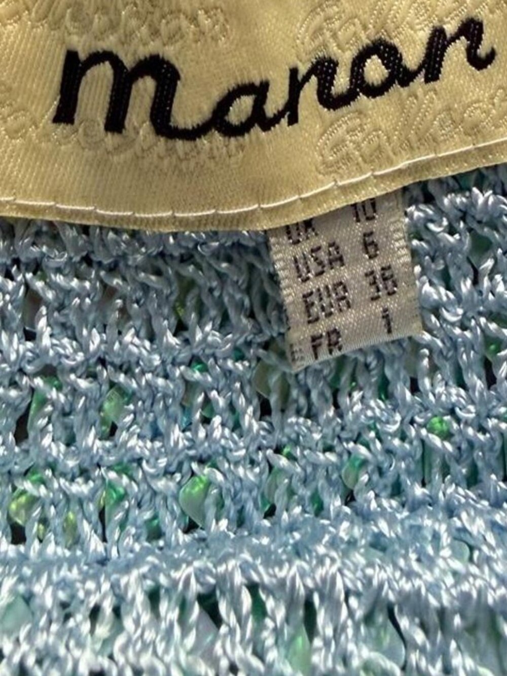 Manon vintage blue/teal iridescent sequin crochet top with sequins and high neck - Picture 5 of 5